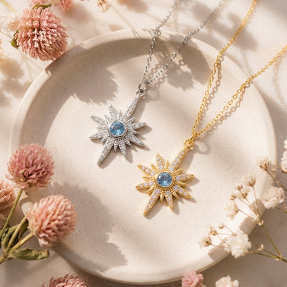 Heidi North Star Birthstone Necklace | 18K Gold Plated