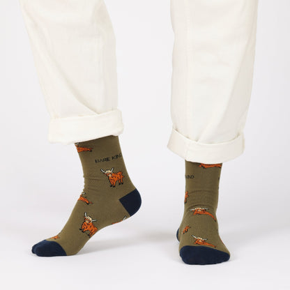 Green Cow Bundle of 2 Bamboo Sock Set