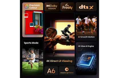 Hisense 55A6QTUK 55 inch 4K Ultra HD HDR LED Smart TV with Freely