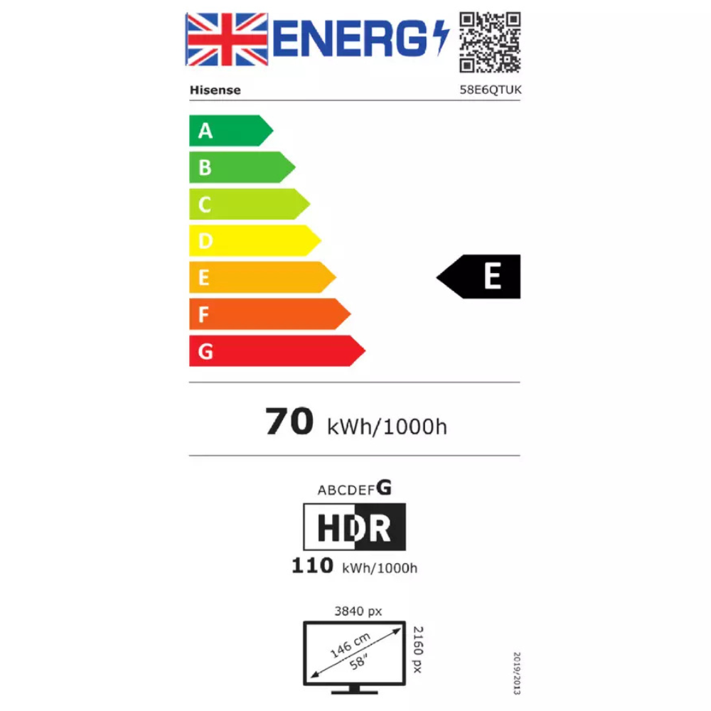 Hisense 58 Inch 58E6QTUK Smart 4K UHD HDR LED Freely TV