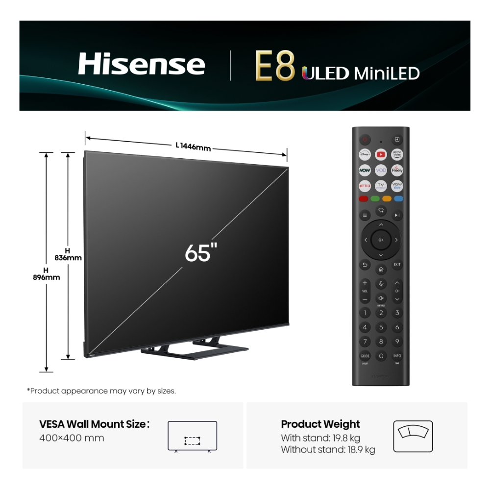 Hisense E8Q 65" 4K ULED MiniLED 144Hz