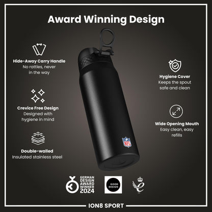 NFL x ION8 Insulated Steel Water Bottle, NFL Bengals, 750ml (24oz)