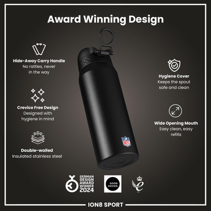 NFL x ION8 Insulated Steel Water Bottle, NFL Jaguars, 750ml (24oz)