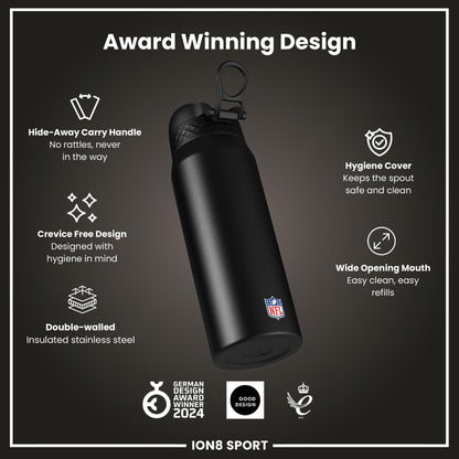 NFL x ION8 Insulated Steel Water Bottle, NFL Chiefs, 750ml (24oz)