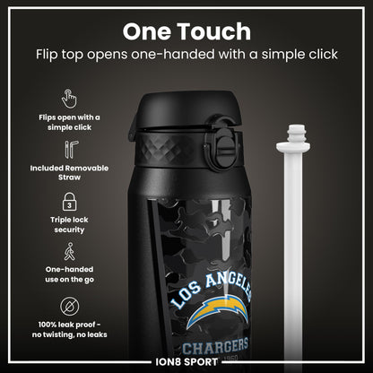 NFL x ION8 Insulated Steel Water Bottle, NFL Chargers, 750ml (24oz)