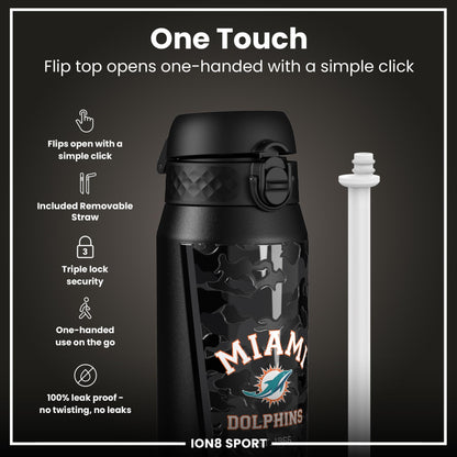 NFL x ION8 Insulated Steel Water Bottle, NFL Dolphins, 750ml (24oz)