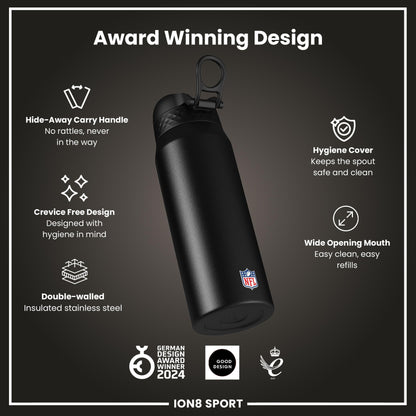 NFL x ION8 Insulated Steel Water Bottle, NFL Vikings, 750ml (24oz)
