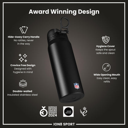 NFL x ION8 Insulated Steel Water Bottle, NFL Jets, 750ml (24oz)