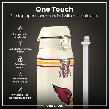 NFL x ION8 Insulated Steel Water Bottle, NFL Cardinals, 750ml (24oz)