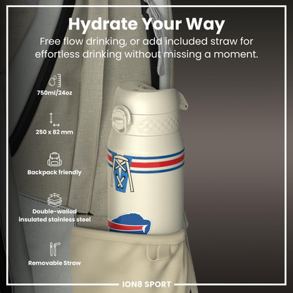 NFL x ION8 Insulated Steel Water Bottle, NFL Bills, 750ml (24oz)