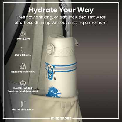 NFL x ION8 Insulated Steel Water Bottle, NFL Lions, 750ml (24oz)