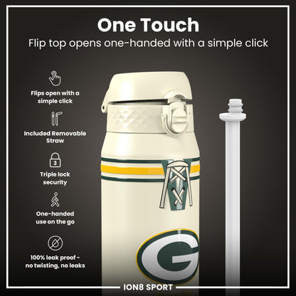NFL x ION8 Insulated Steel Water Bottle, NFL Packers, 750ml (24oz)