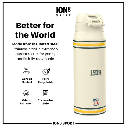 NFL x ION8 Insulated Steel Water Bottle, NFL Packers, 750ml (24oz)