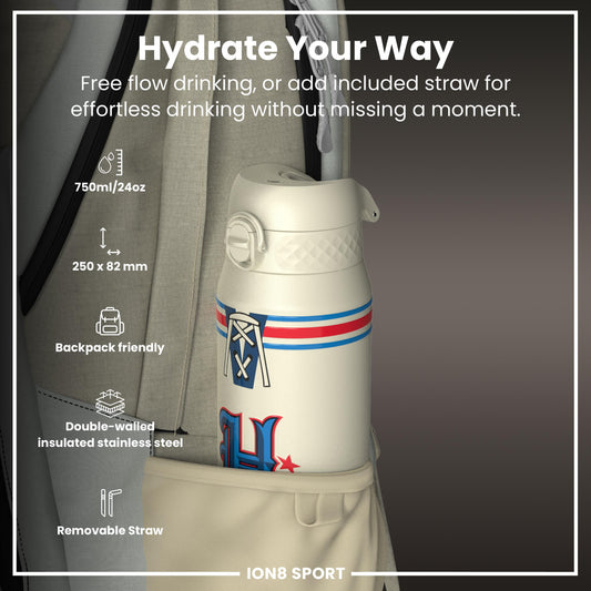 NFL x ION8 Insulated Steel Water Bottle, NFL Texans, 750ml (24oz)