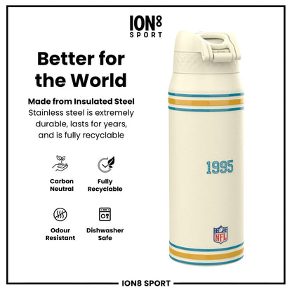 NFL x ION8 Insulated Steel Water Bottle, NFL Jaguars, 750ml (24oz)