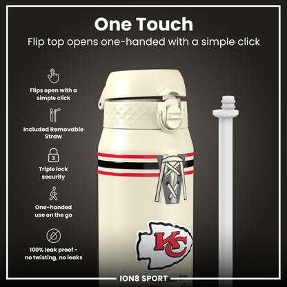 Bouteille d'eau isotherme en acier NFL x ION8, NFL Chiefs, 750 ml (24 oz)