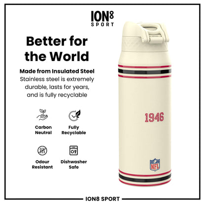 NFL x ION8 Insulated Steel Water Bottle, NFL 49ers, 750ml (24oz)