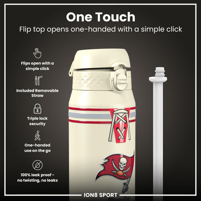 NFL x ION8 Insulated Steel Water Bottle, NFL Buccaneers, 750ml (24oz)