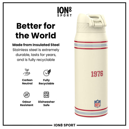 NFL x ION8 Insulated Steel Water Bottle, NFL Buccaneers, 750ml (24oz)