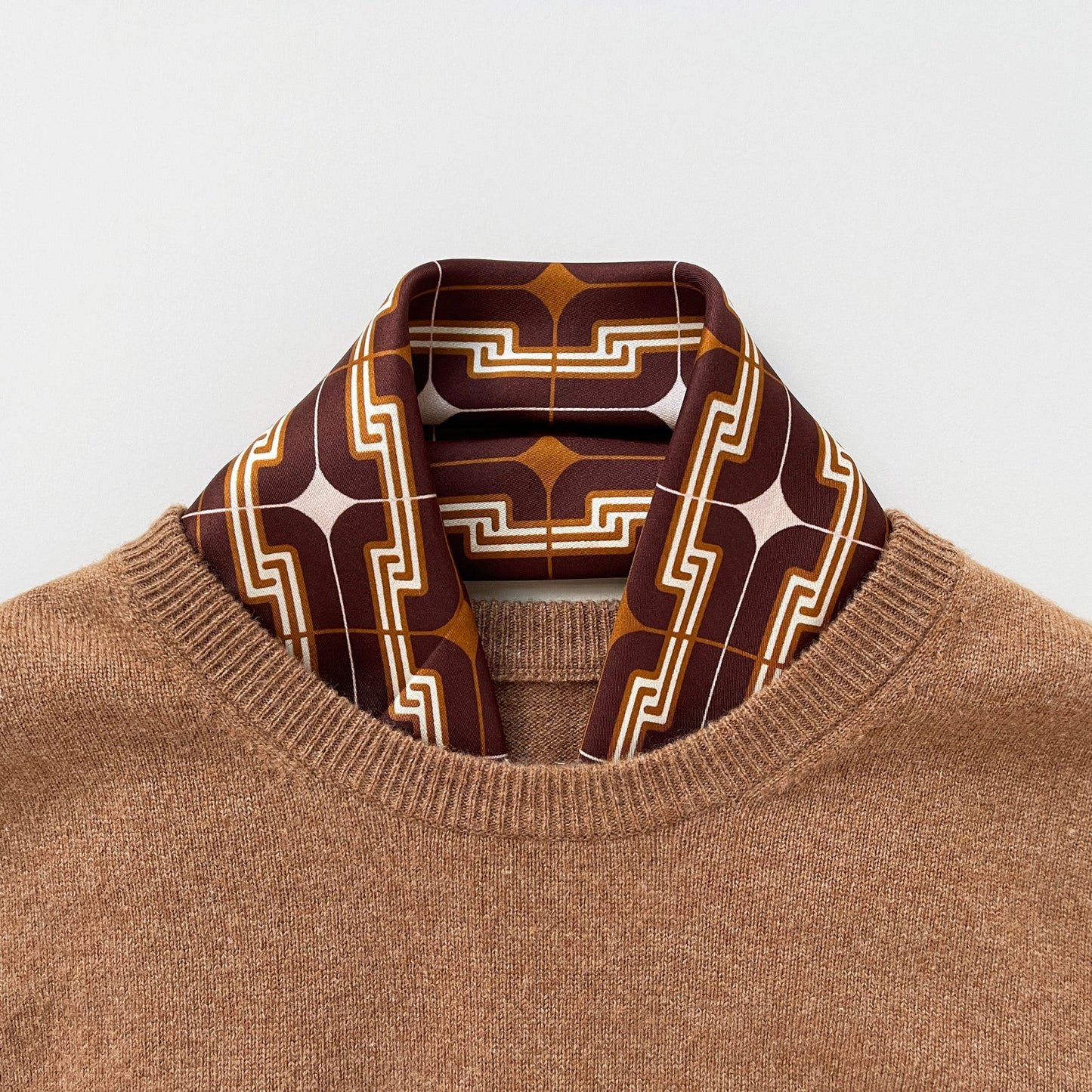 Retro Geometric Silk Square Scarf - 65cm Double-Sided Print Men's Square Neckerchief