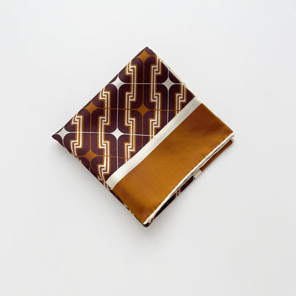 Retro Geometric Silk Square Scarf - 65cm Double-Sided Print Men's Square Neckerchief