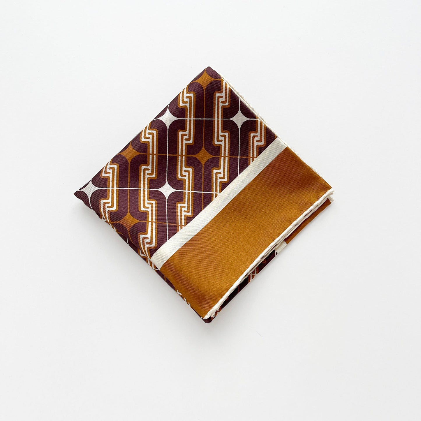 Retro Geometric Silk Square Scarf - 65cm Double-Sided Print Men's Square Neckerchief