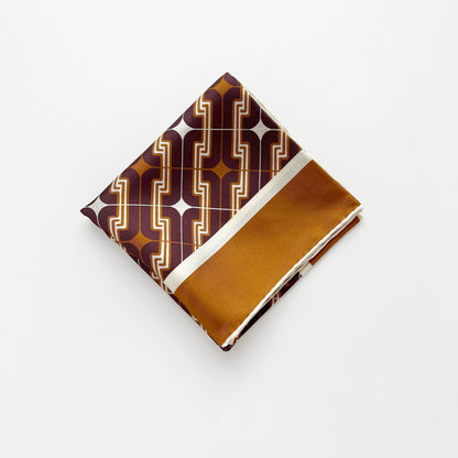Retro Geometric Silk Square Scarf - 65cm Double-Sided Print Men's Square Neckerchief