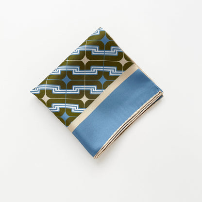 Retro Geometric Silk Square Scarf - 65cm Double-Sided Print Men's Square Neckerchief