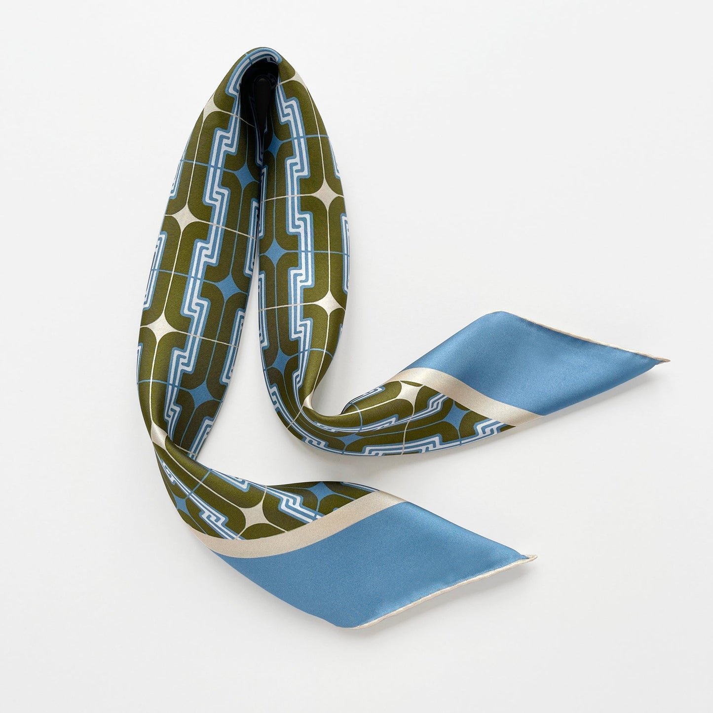 Retro Geometric Silk Square Scarf - 65cm Double-Sided Print Men's Square Neckerchief
