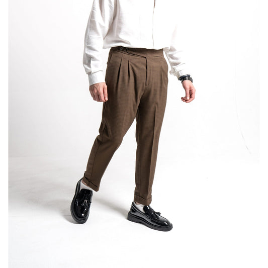 Pantalon plissé taille haute pour homme