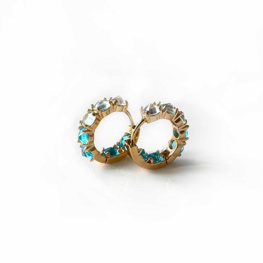 Arabella Aqua Jewel Hoop Earrings