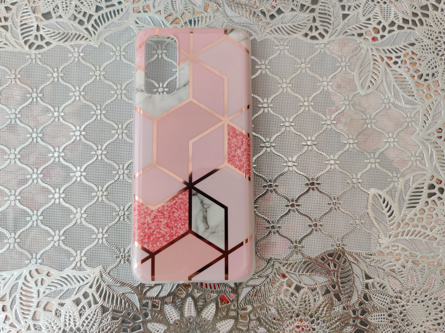 Marble Geometric TPU Pink Case - For Samsung Galaxy S20
