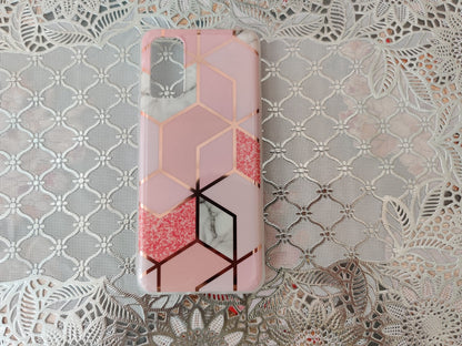 Marble Geometric TPU Pink Case - For Samsung Galaxy S20