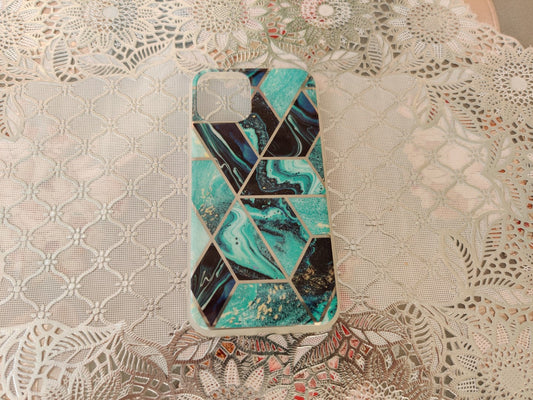 Coque en TPU Motif Marbre Géométrique Bleue - Pour iPhone 11