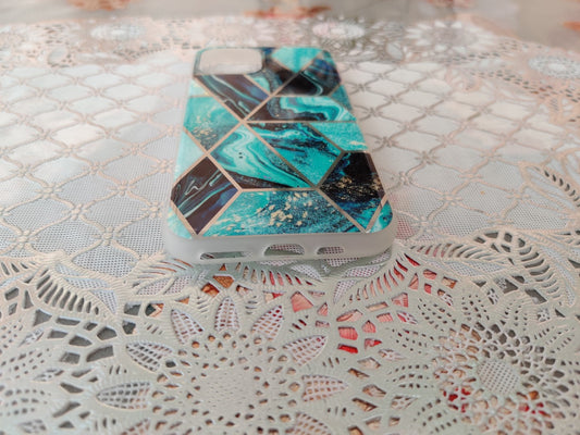Coque en TPU Motif Marbre Géométrique Bleue - Pour iPhone 11