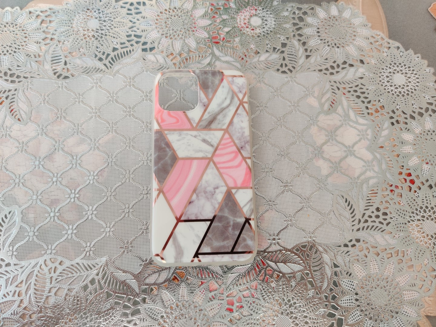 Coque en TPU Motif Géométrique Marbre Corail - Pour iPhone 11