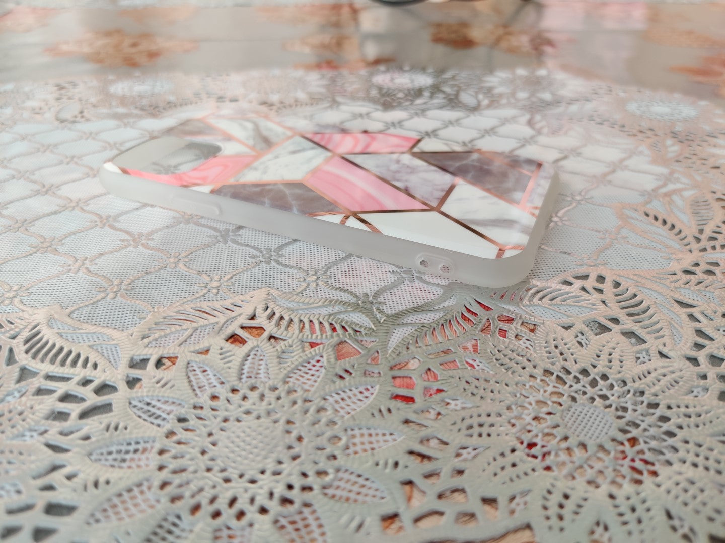 Coque en TPU Motif Géométrique Marbre Corail - Pour iPhone 11