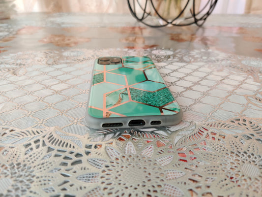 Coque TPU Géométrique Effet Marbre Vert - Pour iPhone 11 Pro