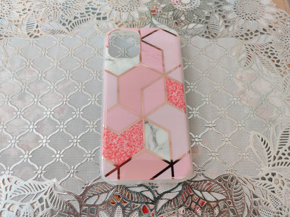 Marble Geometric TPU Pink Case - For iPhone 11