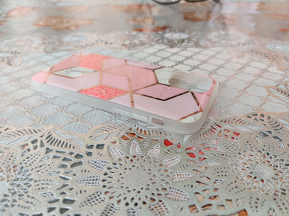 Marble Geometric TPU Pink Case - For iPhone 11