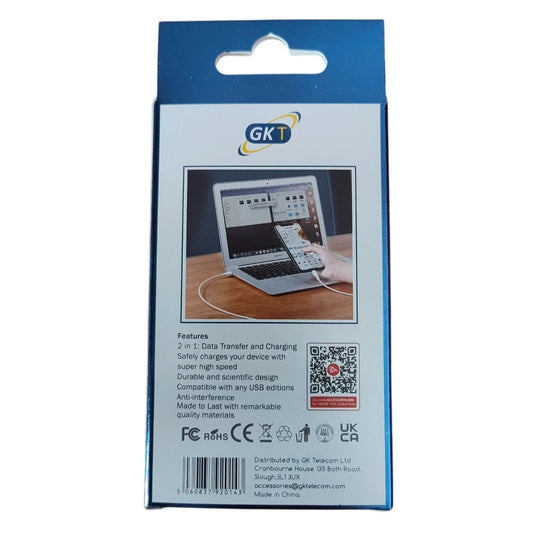 GK Telecom White 8-Pin to USB Cable - 2m