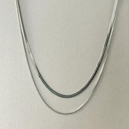 Chaîne double couche plaquée argent Milan Luxe