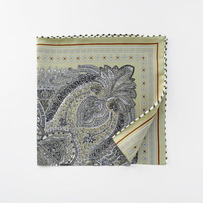 Navy Heritage Paisley Silk Scarf - 53cm Hand-Rolled Unisex Bandana