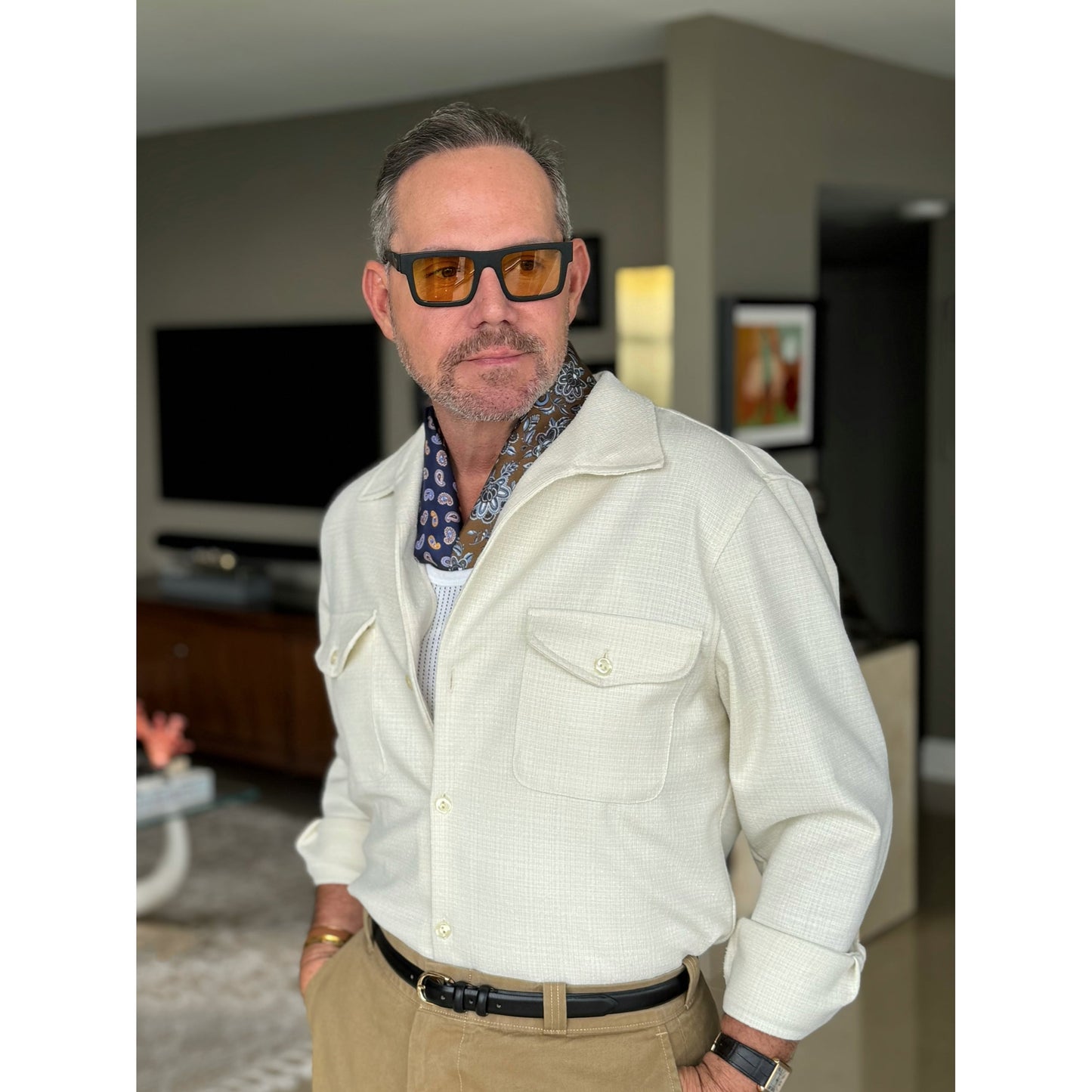 Heritage Patchwork Men's Square Silk Neckerchief Scarf – 53cm