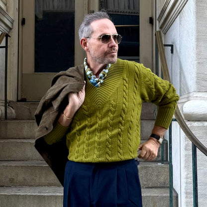 Retro Geometric Silk Square Scarf - 65cm Double-Sided Print Men's Square Neckerchief