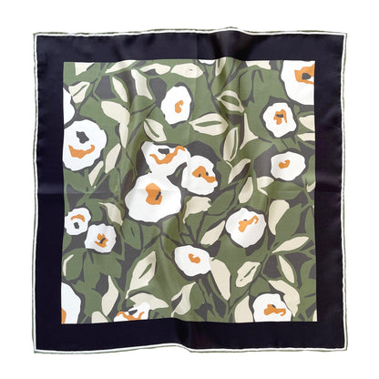 Berry Blossom Silk Scarf - 53cm Hand-Rolled Bandana Neck Scarf