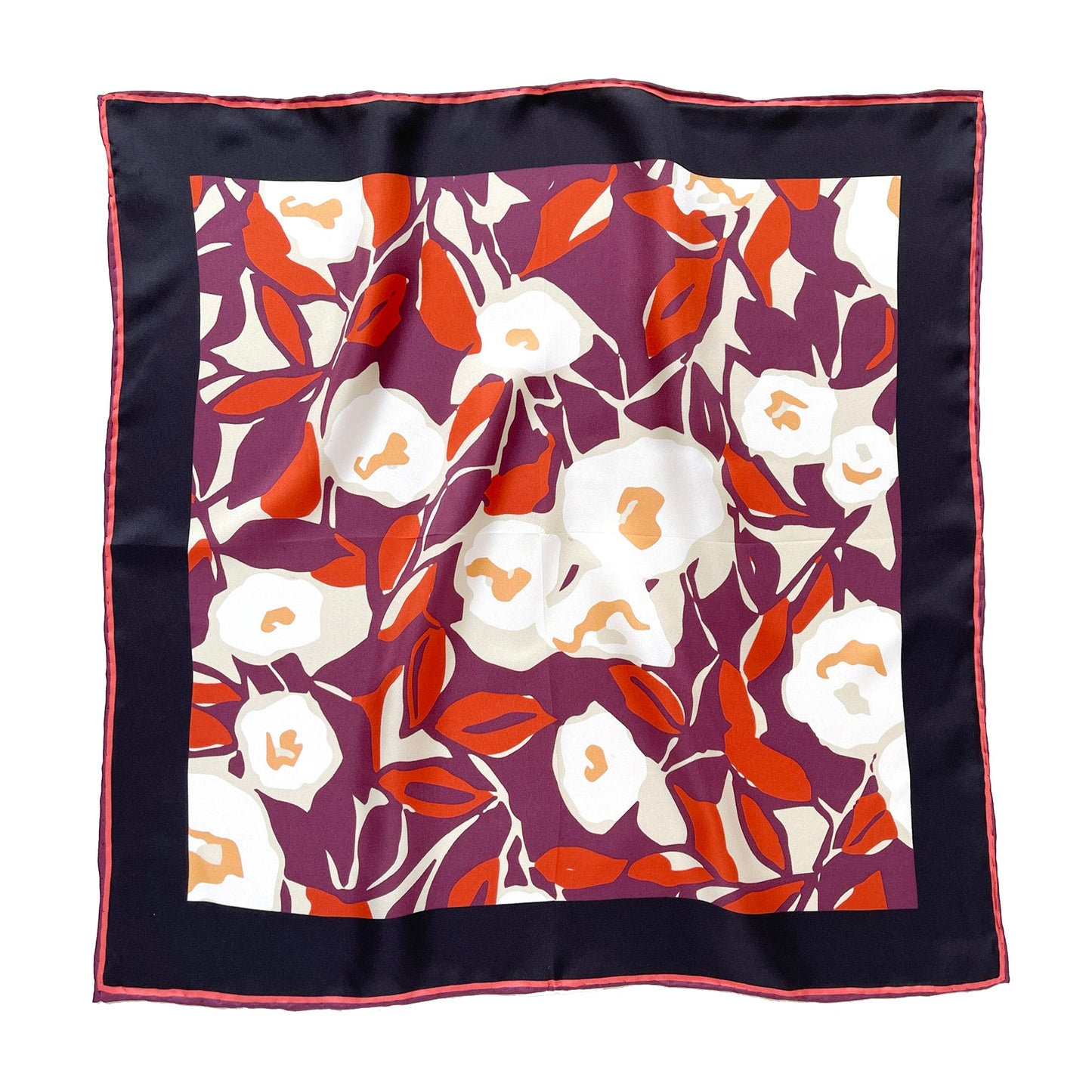Berry Blossom Silk Scarf - 53cm Hand-Rolled Bandana Neck Scarf