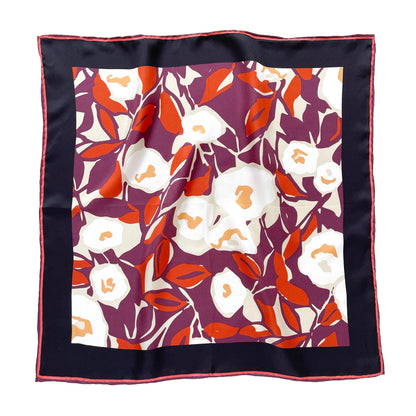 Berry Blossom Silk Scarf - 53cm Hand-Rolled Bandana Neck Scarf