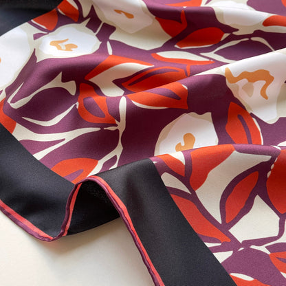 Berry Blossom Silk Scarf - 53cm Hand-Rolled Bandana Neck Scarf