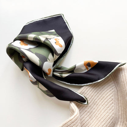 Berry Blossom Silk Scarf - 53cm Hand-Rolled Bandana Neck Scarf